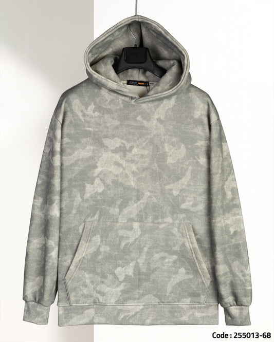 Charcoal patterned Velvet Hoodie