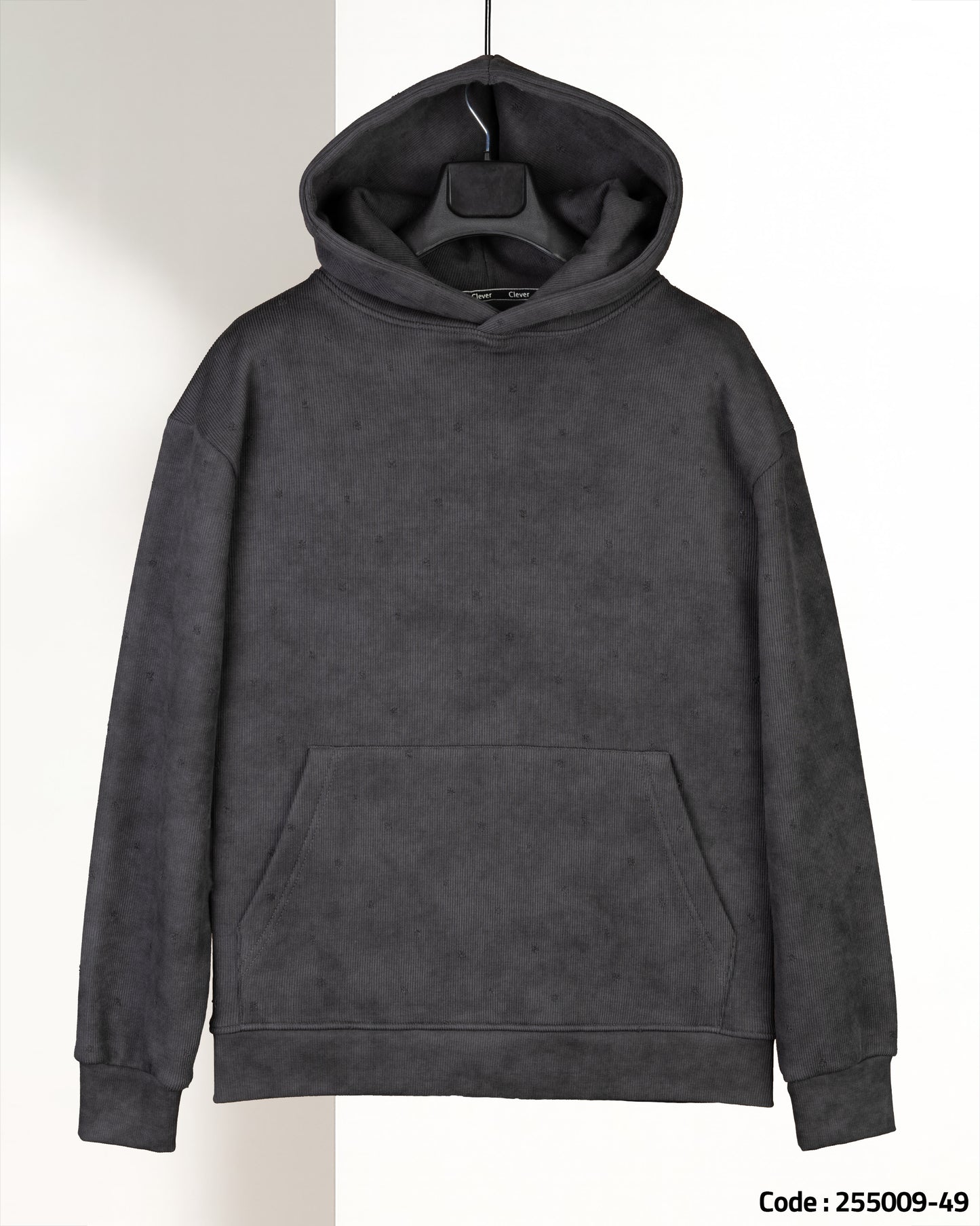 Dark-Grey Acid Wash Cotton Hoodie