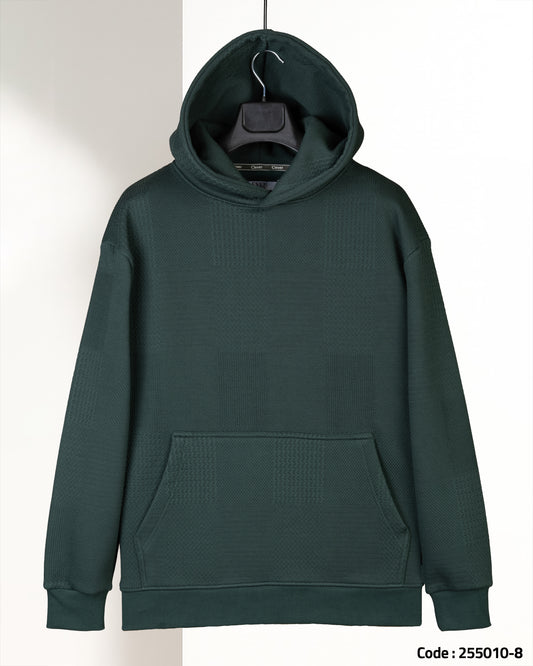 Olive Patterned Knit cotton Hoodie