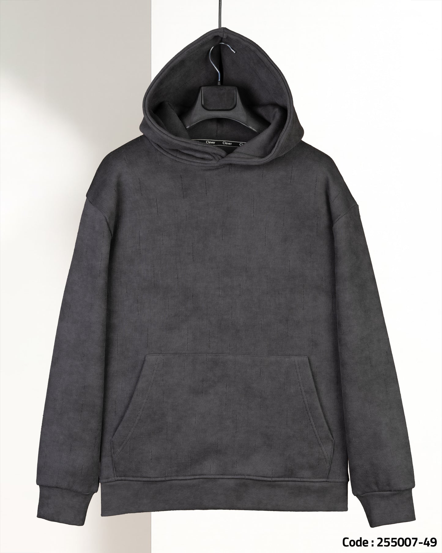 Grey Acid Wash With Defined Seam Lines Cotton Hoodie