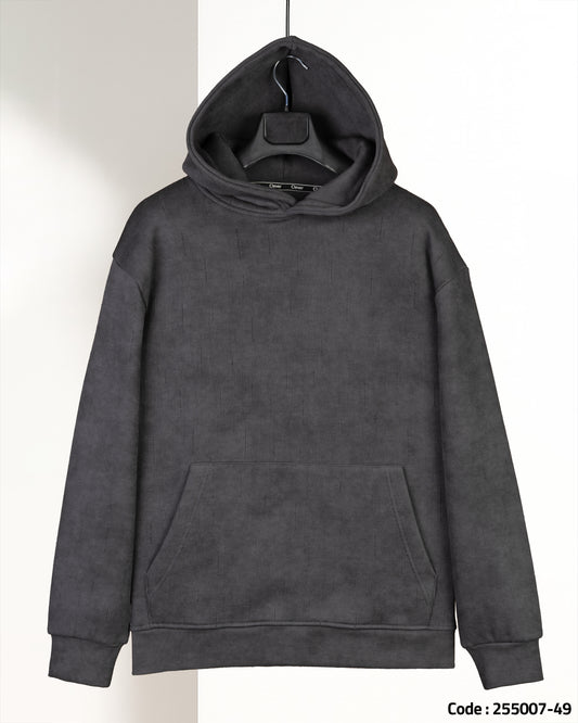 Grey Acid Wash With Defined Seam Lines Cotton Hoodie