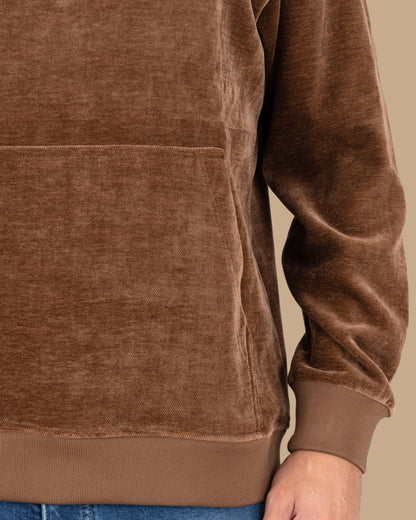 Camel Printed Velvet Hoodie