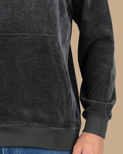 Dark-Grey Plain Velvet Hoodie