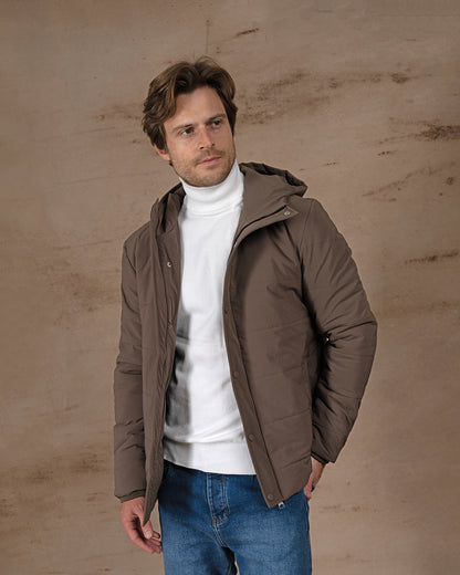 Dark Brown Regular fit waterproof jacket