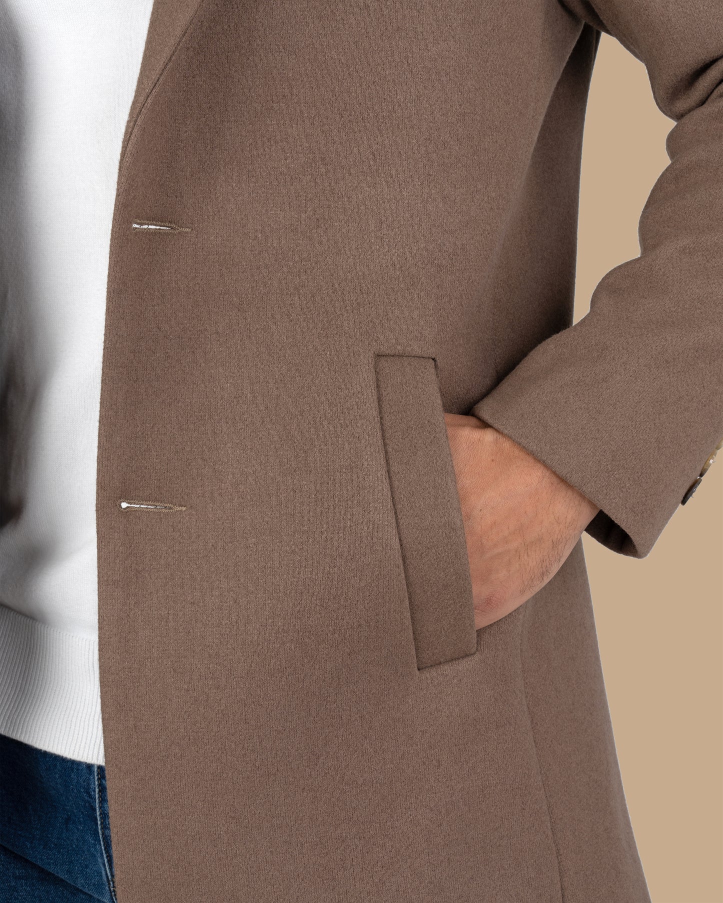 Brown Classic Wool Long Coat