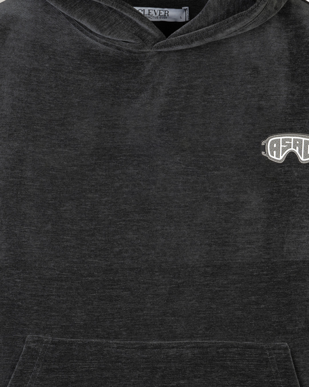 Dark-Grey Plain Velvet Hoodie