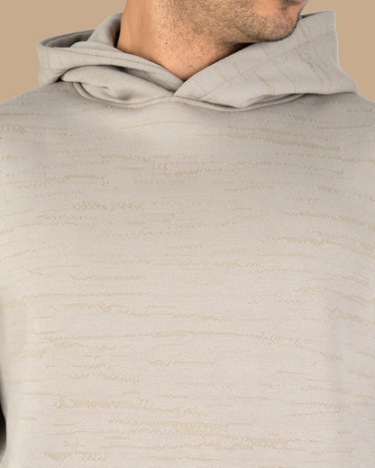 Grey Knitted Cotton Hoodie