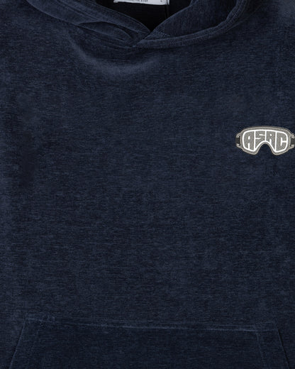 Dark-Navy Plain Velvet  Hoodie