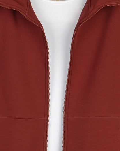 Burgundy Full-Zipper Plain Cotton Hoodie