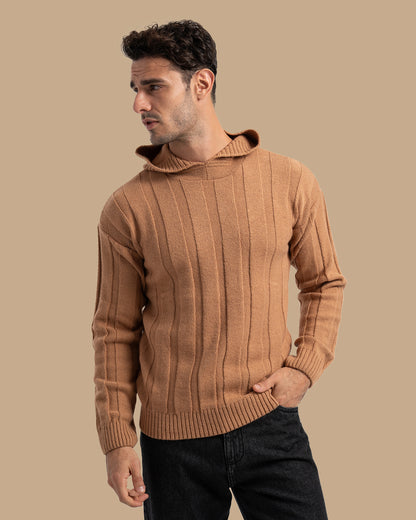 Camel Knitted Tricot Pullover