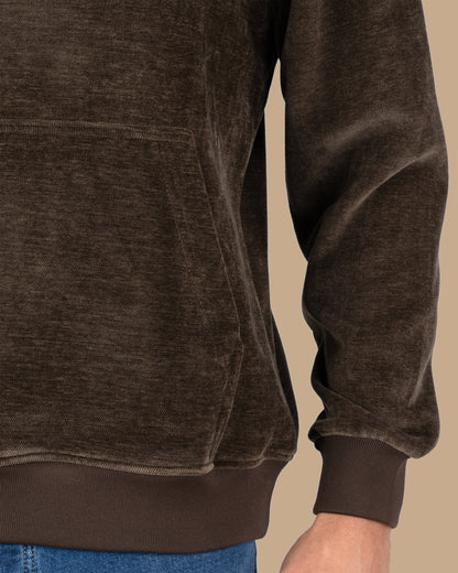 Brown Plain Velvet  Hoodie