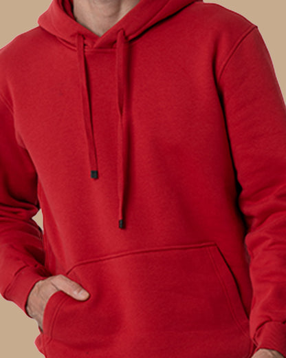 Red Basic Cotton Hoodie