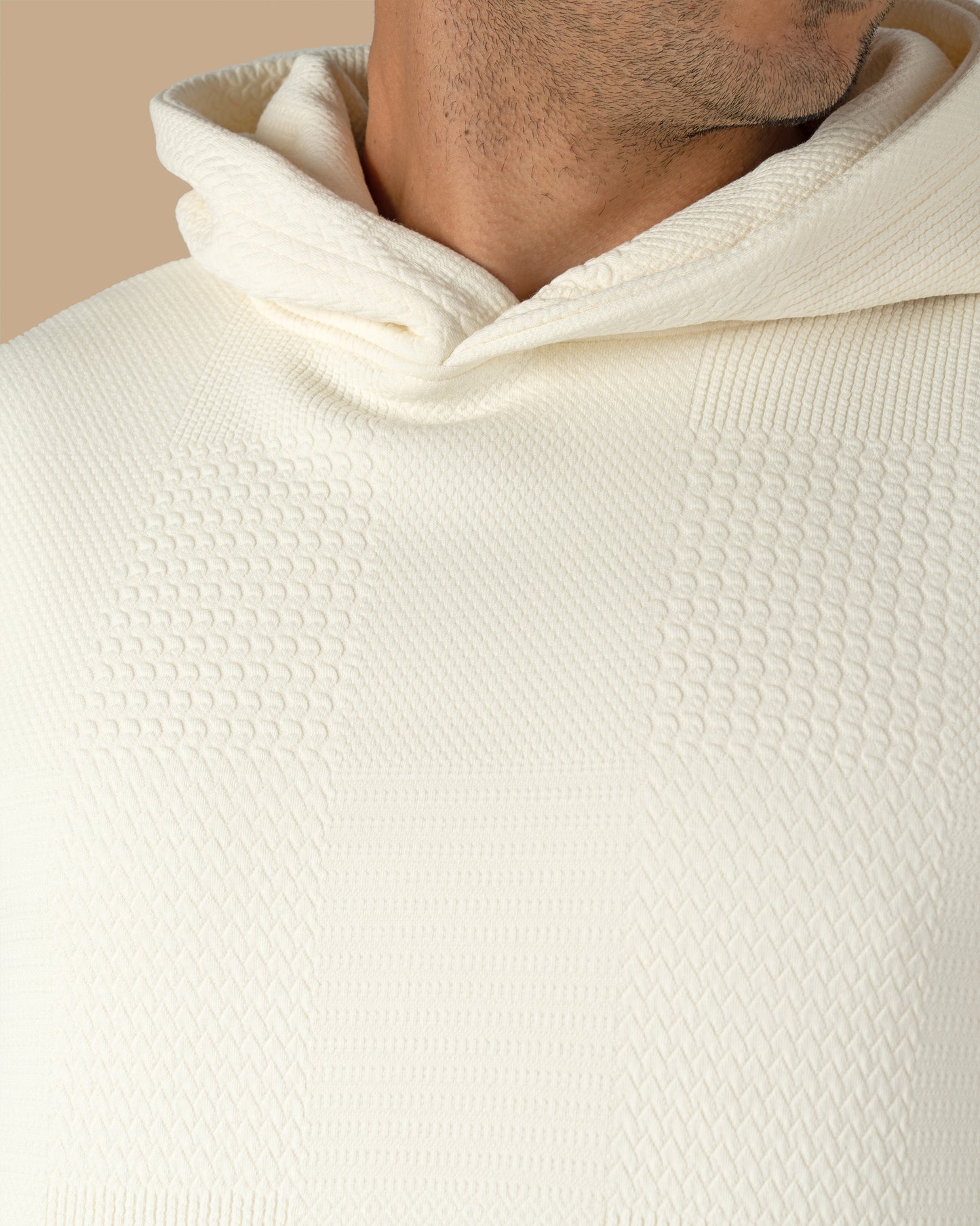 Off-White Patterned Knit cotton Hoodie