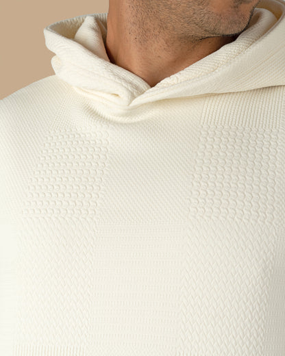 Off-White Patterned Knit cotton Hoodie