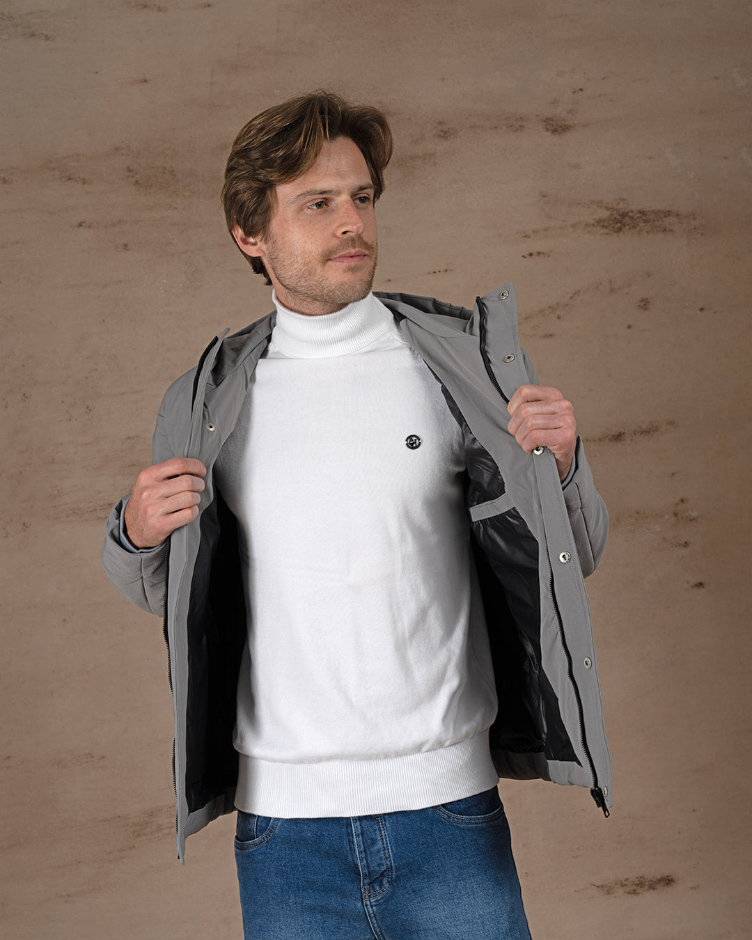 Gray Regular fit waterproof jacket