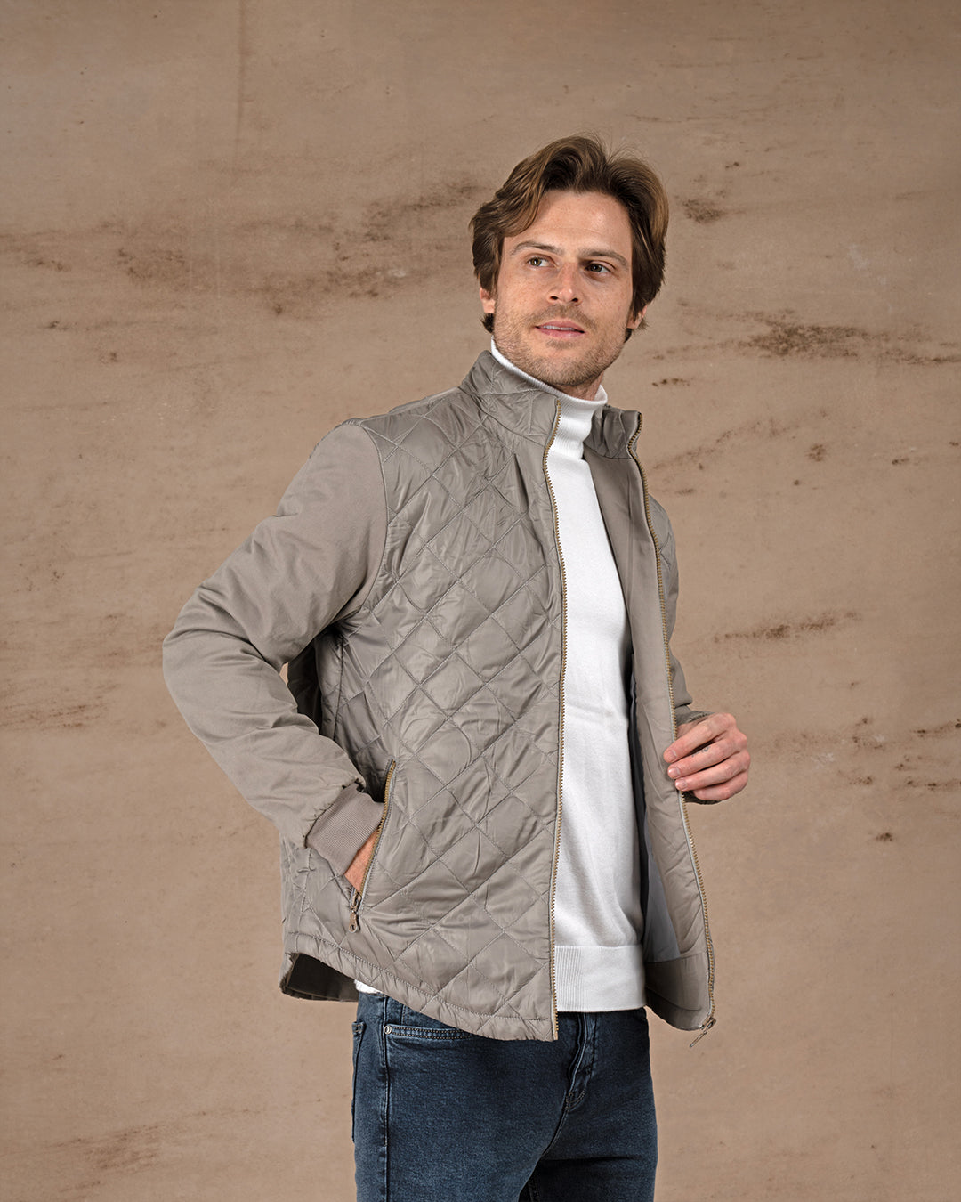 Gray Regular fit waterproof jacket