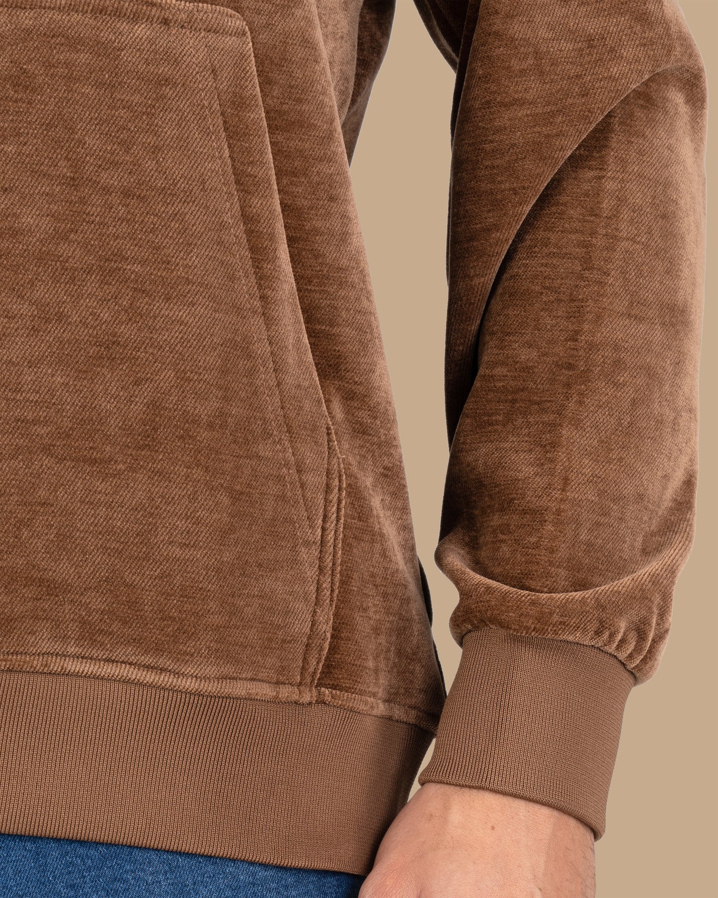 Camel Plain Velvet Hoodie