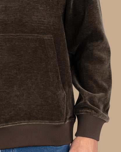 Brown Printed Velvet Hoodie