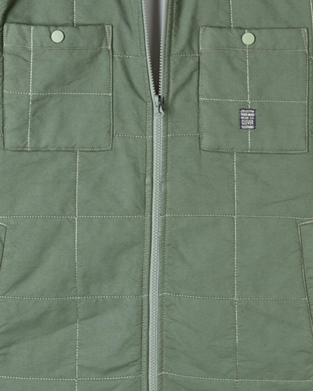 Olive Gabardine Quilted Jacket