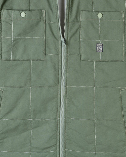 Olive Gabardine Quilted Jacket