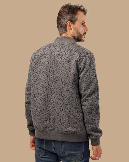 Men's Patterned Bomber Jacket - Dark Grey