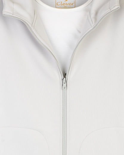 Silver Modern Full-Zipper Plain Cotton Hoodie