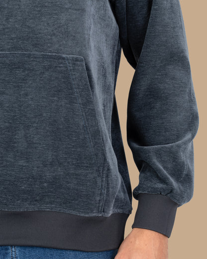 Navy Plain Velvet Hoodie