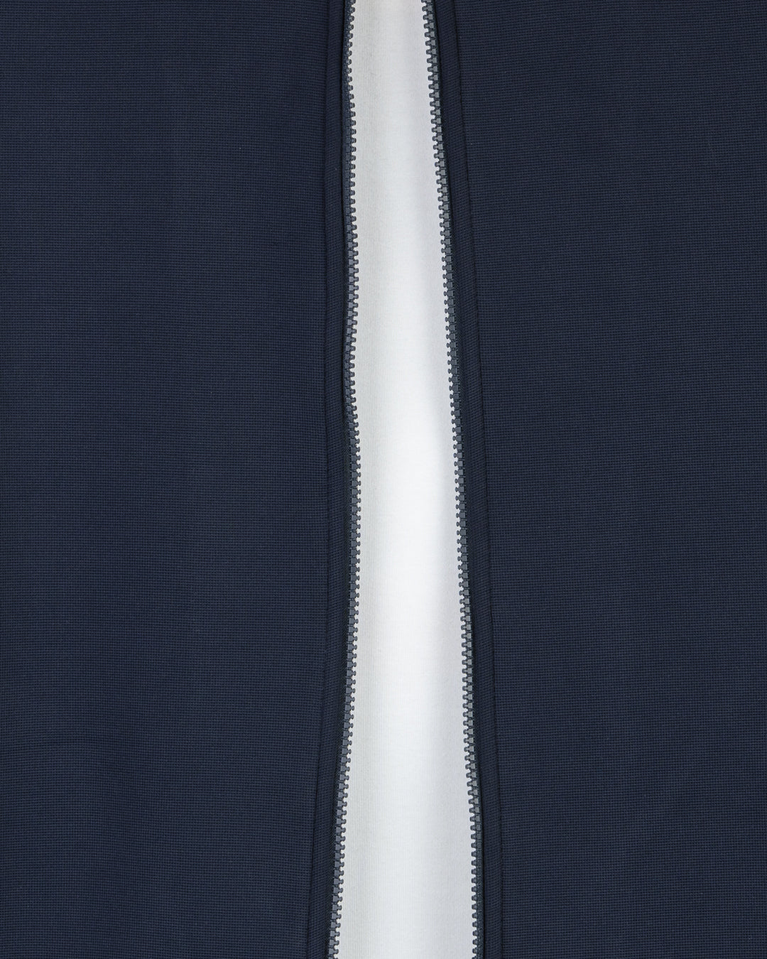 Navy Round-Neck Full-Zipper Plain Cotton Hoodie