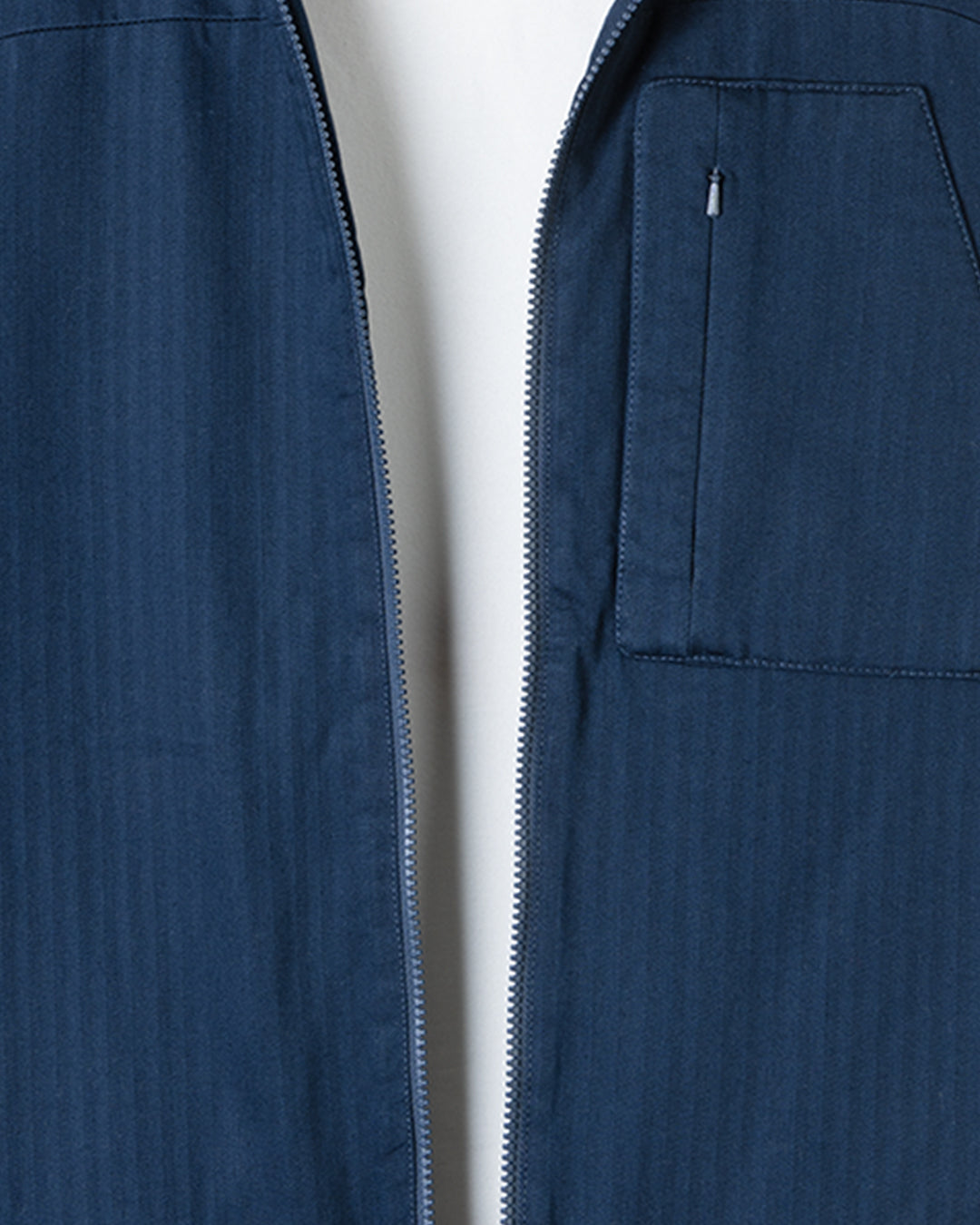 Navy-blue Gabardine Hooded Jacket