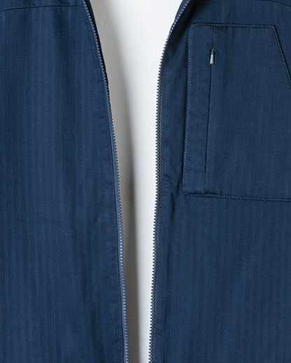 Navy-blue Gabardine Hooded Jacket