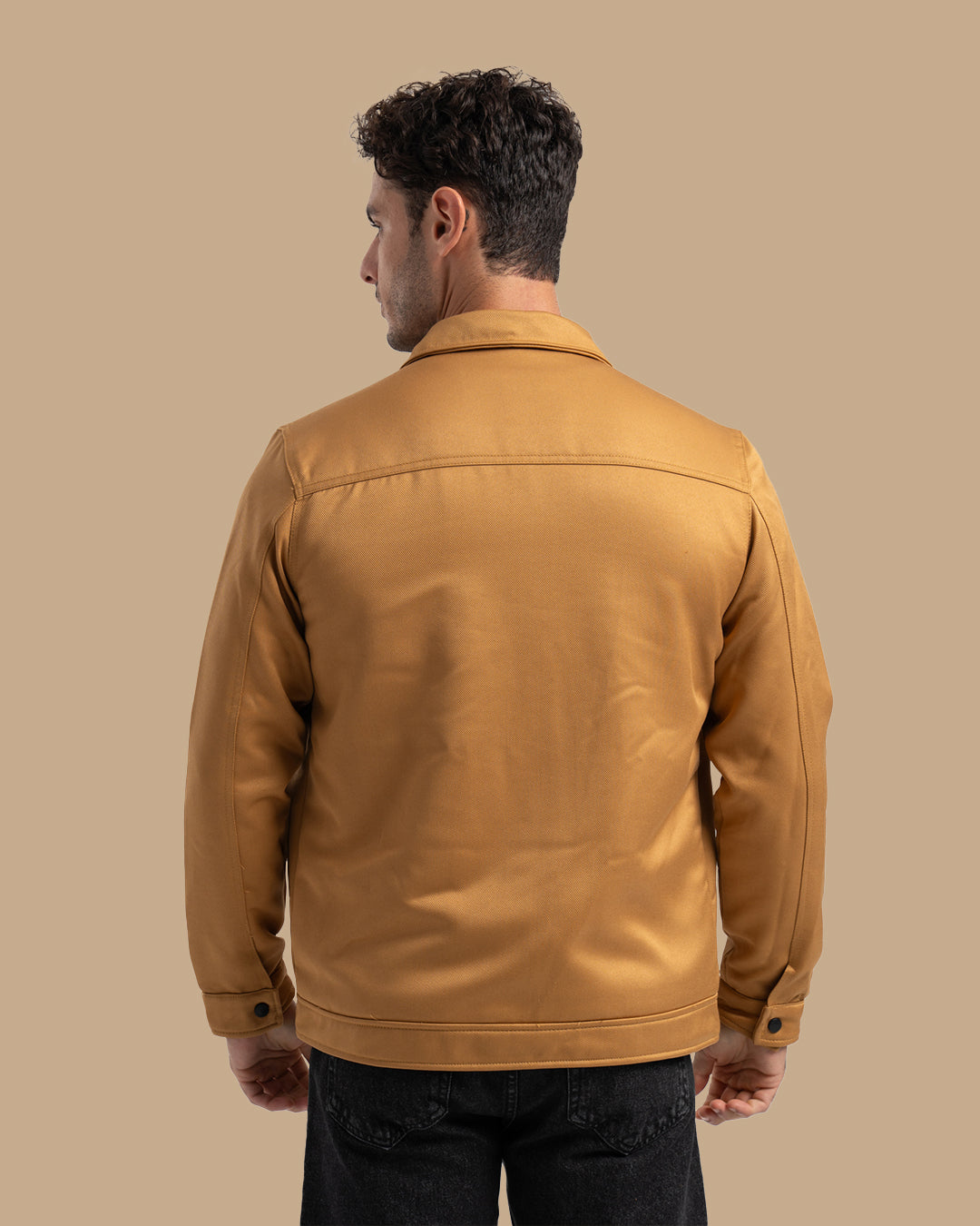 Camel Casual Gabardine Jacket with Pocket