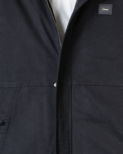 Black Casual Hooded Gabardine Jacket