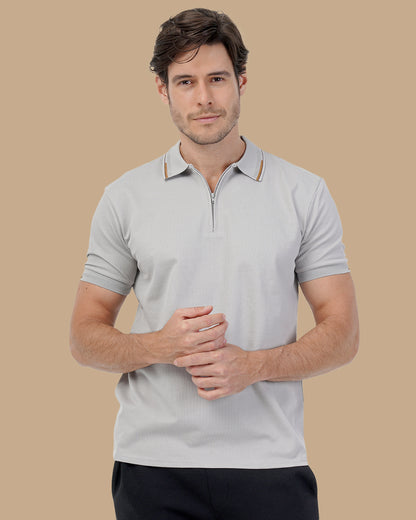 Gray Cotton Polo Shirt