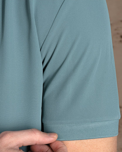 Dark Mint Cotton Knitted Polo Shirt Short sleeves