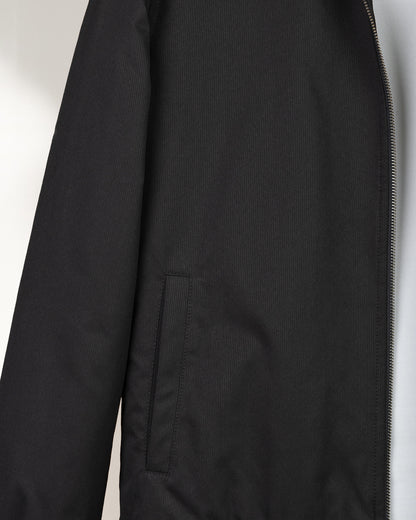 Black Gabardine Winter Jacket with Fur Lining