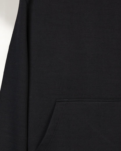 Black Knitted Cotton Hoodie