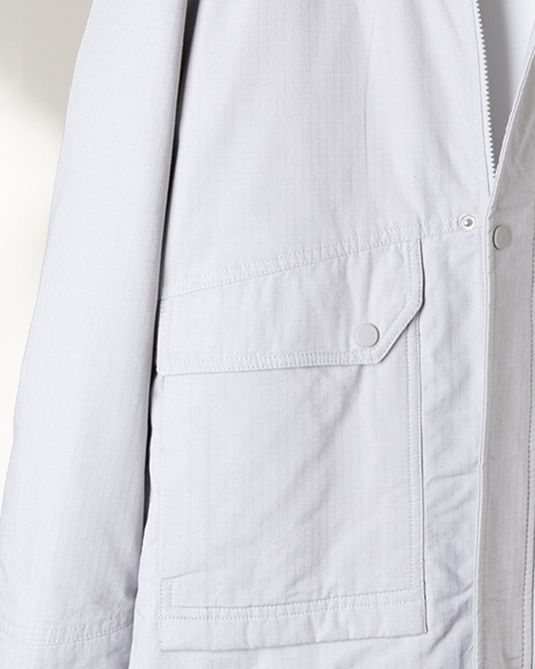 Grey Gabardine Hooded Jacket with Pockets