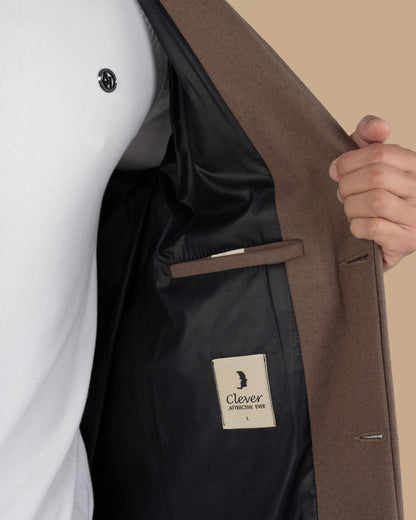 Brown Classic Wool Long Coat