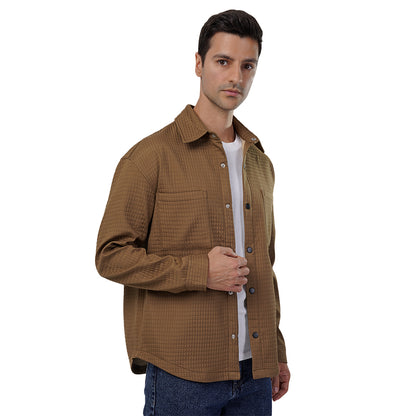 Rich Brown Waffle-Weave Overshirt