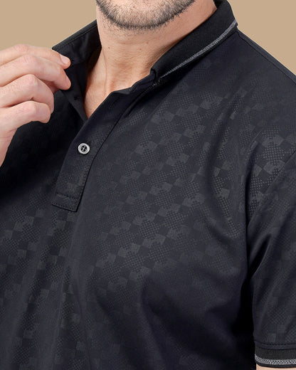 Black Cotton Polo Shirt