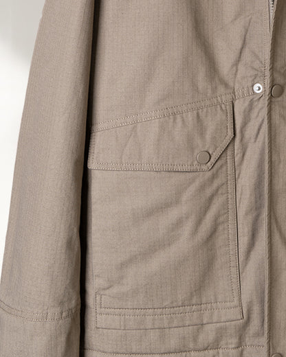 Caffee Gabardine Hooded Jacket with Pockets