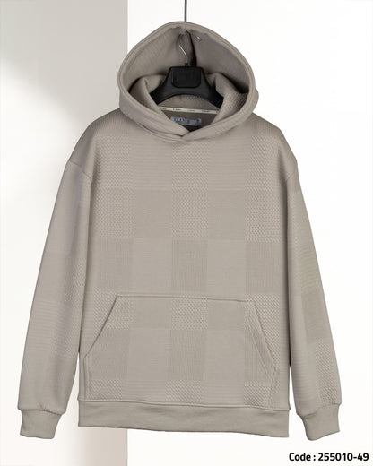 Grey Patterned Knit cotton Hoodie