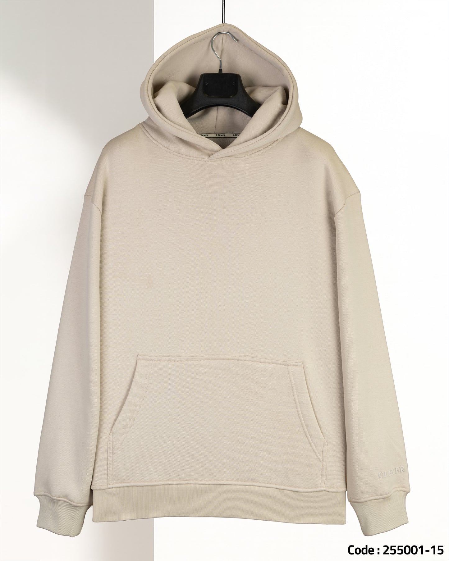 Beige Basic Cotton Hoodie