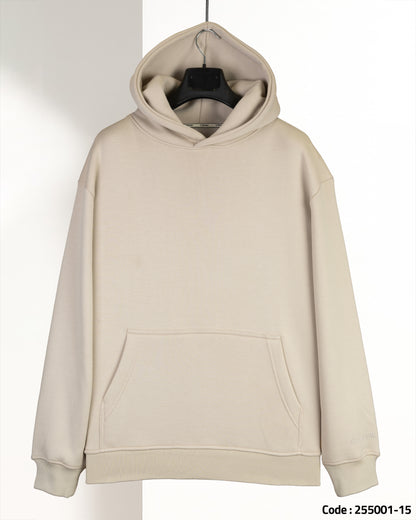 Beige Basic Cotton Hoodie