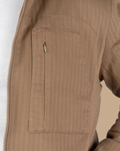 Camel Gabardine Hooded Jacket