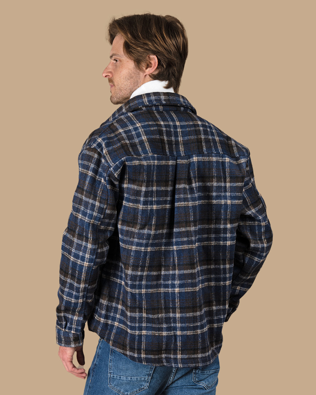 Medium Blue Flannel checkered winter shirt
