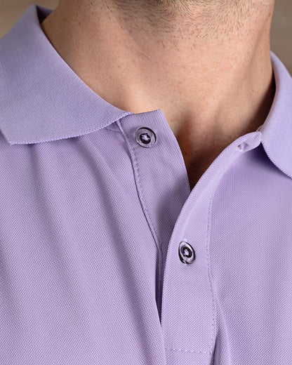 Mauve Cotton Knitted Polo Shirt Short sleeves