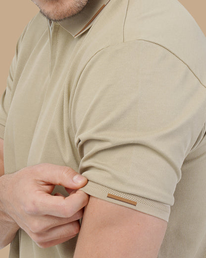 Dark Beige Cotton Polo Shirt