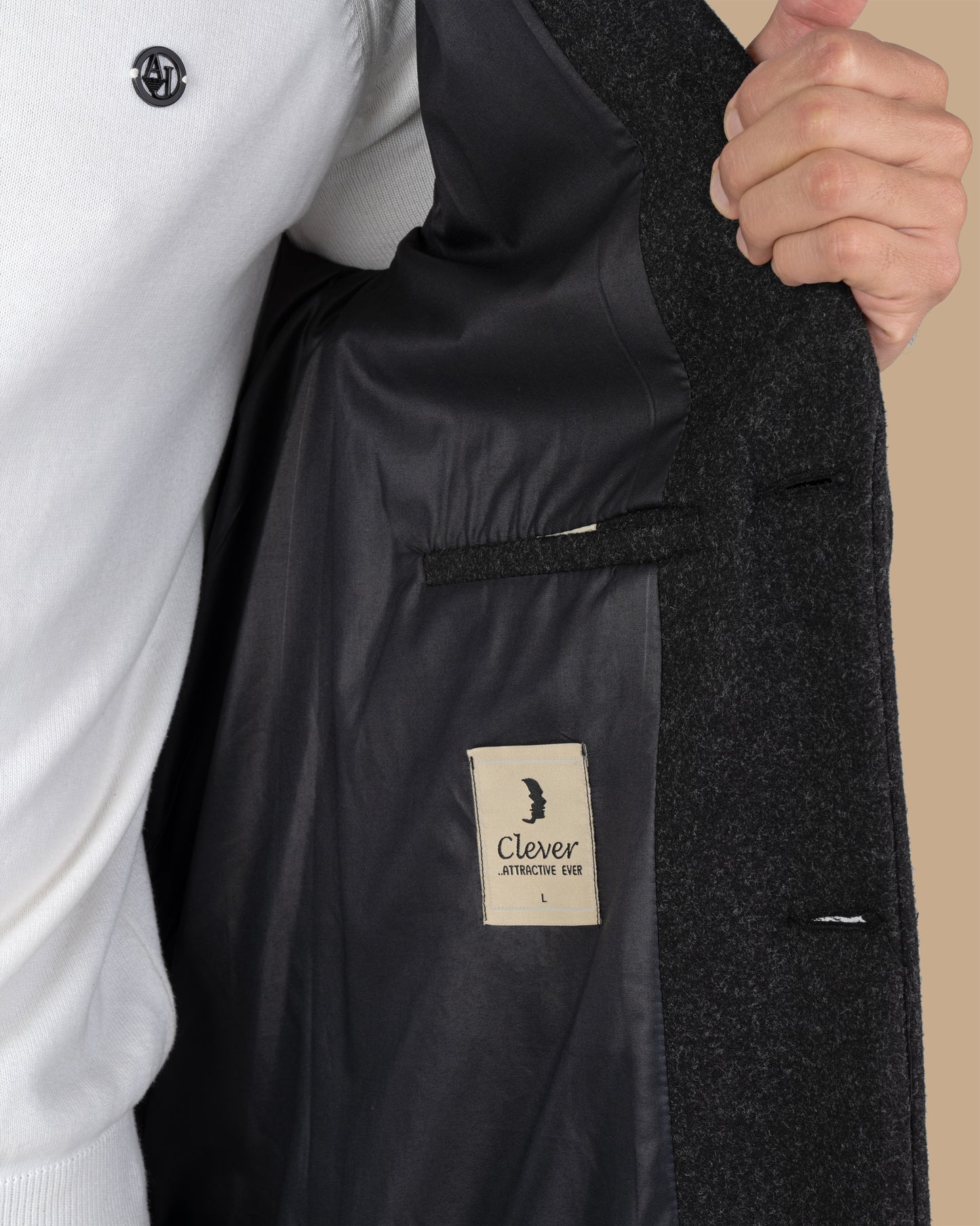 Charcoal Classic Wool Long Coat