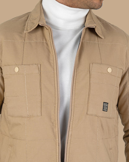 Beige Gabardine Quilted Jacket